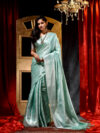 Banarasi Libaas Cyan Greenish Banarasi Kubera Pattu Silk Saree - Image 2
