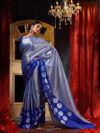 Banarasi Libaas Blue Banarasi Pure Tissue Silk Saree - Image 3