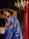 Banarasi Libaas Blue Banarasi Pure Tissue Silk Saree - Image 4
