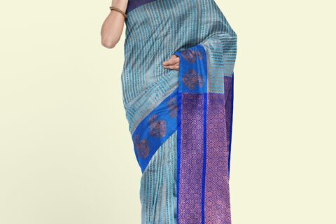 Banarasi Libaas Blue Banarasi Silk Saree
