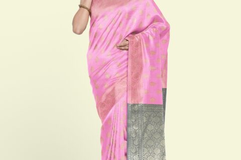 Banarasi Libaas Pink Banarasi Cotton Silk Saree