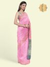 Banarasi Libaas Pink Banarasi Cotton Silk Saree - Image 11