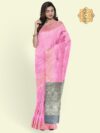 Banarasi Libaas Pink Banarasi Cotton Silk Saree - Image 8