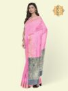 Banarasi Libaas Pink Banarasi Cotton Silk Saree - Image 4