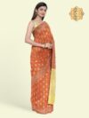 Banarasi Libaas Orange Banarasi Cotton Silk Saree - Image 3