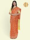 Banarasi Libaas Orange Banarasi Cotton Silk Saree - Image 7