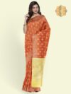 Banarasi Libaas Orange Banarasi Cotton Silk Saree - Image 9
