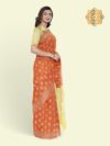 Banarasi Libaas Orange Banarasi Cotton Silk Saree - Image 4