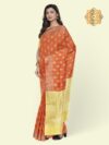 Banarasi Libaas Orange Banarasi Cotton Silk Saree - Image 5