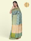 Banarasi Libaas Cyan Greenish Banarasi Tissue Silk Saree - Image 3