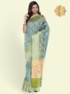 Banarasi Libaas Cyan Greenish Banarasi Tissue Silk Saree - Image 9