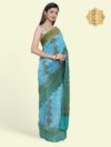 Banarasi Libaas Bluish Cyan Pure Tissue Silk Saree - Image 4