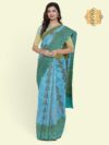 Banarasi Libaas Bluish Cyan Pure Tissue Silk Saree - Image 11