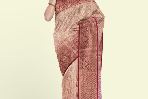 Banarasi Libaas Red Pure Tissue Silk Saree