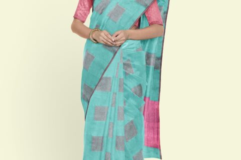 Banarasi Libaas Cyan Blue Banarasi Katan Silk Saree